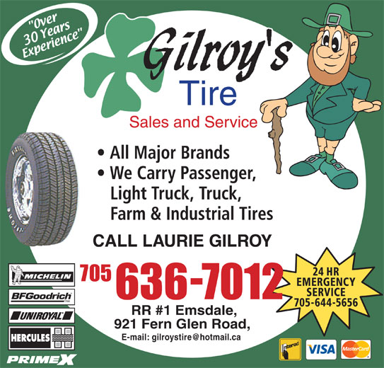 Gilroy's Tire Sales & Service Opening Hours 921 Fern Glen Rd