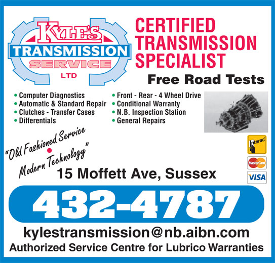Kyle's Transmission Service Ltd 15 Moffett Av, Sussex, NB